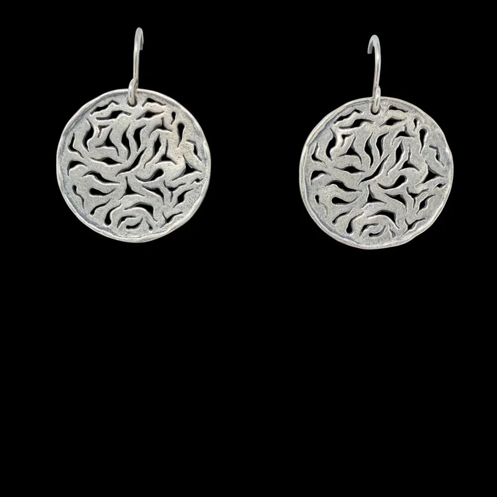 Silpada "Salta Escape" Cut-Out Circular Drop Earrings - .925 Sterling - Retired - Picture 1 of 4